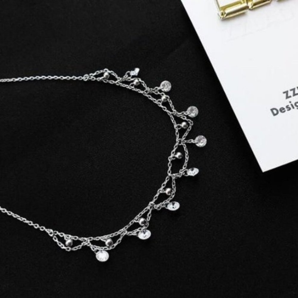 925 Sterling Silver Diamond Waterdrop Necklace A - Picture 4 of 8